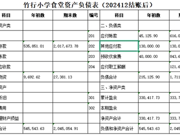 食堂资产负债表2024